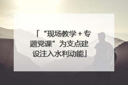 “现场教学＋专题党课”为支点建设注入水利动能