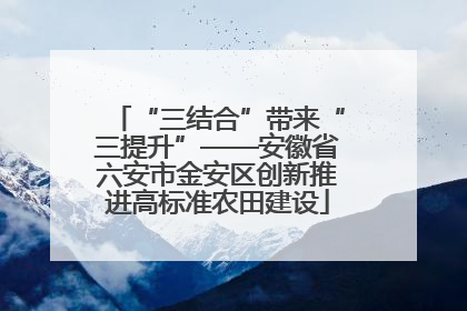 “三结合”带来“三提升”——安徽省六安市金安区创新推进高标准农田建设