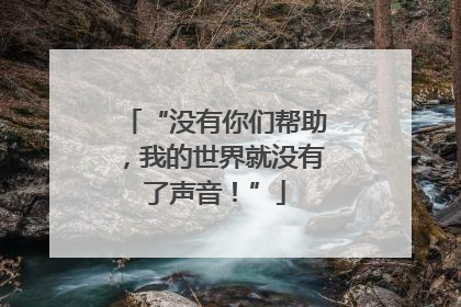 “没有你们帮助，我的世界就没有了声音！”