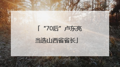 “70后”卢东亮当选山西省省长