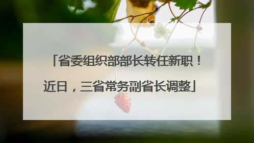 省委组织部部长转任新职！近日，三省常务副省长调整