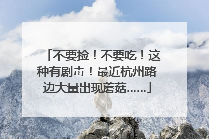 不要捡！不要吃！这种有剧毒！最近杭州路边大量出现蘑菇……