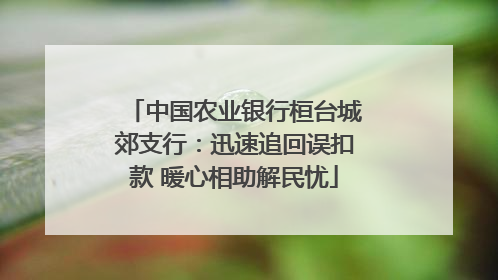 中国农业银行桓台城郊支行：迅速追回误扣款 暖心相助解民忧