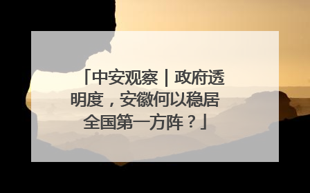 中安观察｜政府透明度，安徽何以稳居全国第一方阵？