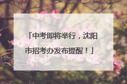 中考即将举行，沈阳市招考办发布提醒！