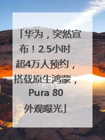 华为，突然宣布！2.5小时超4万人预约，搭载原生鸿蒙，Pura 80外观曝光