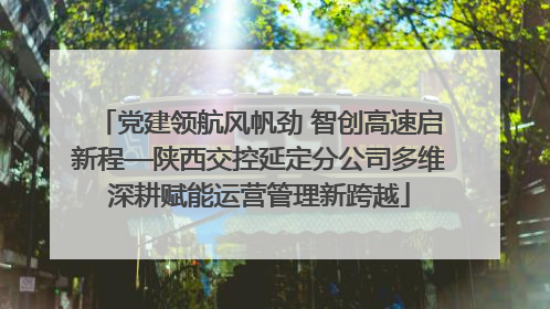 党建领航风帆劲 智创高速启新程—陕西交控延定分公司多维深耕赋能运营管理新跨越