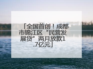 全国首创！成都市锦江区“民营发展贷”两月放款1.7亿元