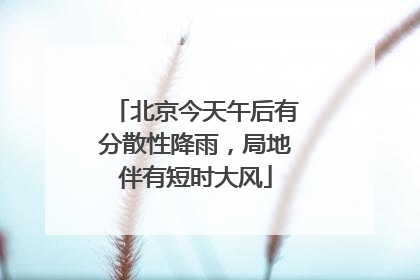 北京今天午后有分散性降雨，局地伴有短时大风