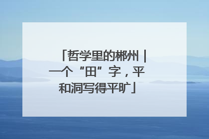 哲学里的郴州｜一个“田”字，平和洞写得平旷