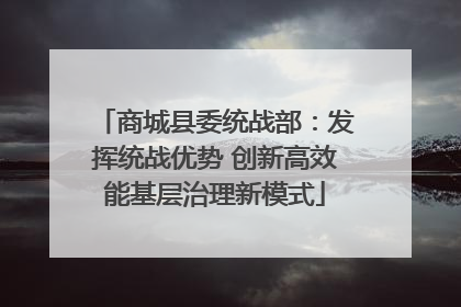 商城县委统战部：发挥统战优势 创新高效能基层治理新模式