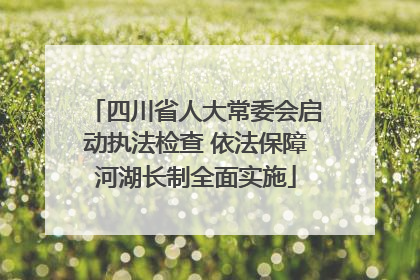 四川省人大常委会启动执法检查 依法保障河湖长制全面实施