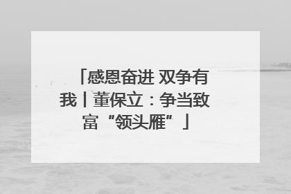 感恩奋进 双争有我丨董保立：争当致富“领头雁”