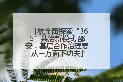 杭金衢探索“365”共治新模式 邵安：基层合作治理要从三方面下功夫