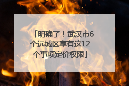 明确了！武汉市6个远城区享有这12个事项定价权限