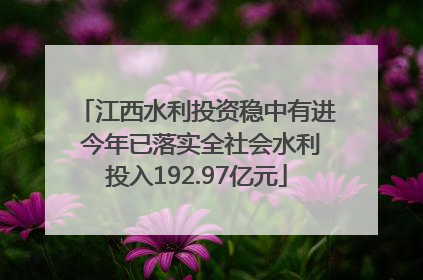 江西水利投资稳中有进 今年已落实全社会水利投入192.97亿元