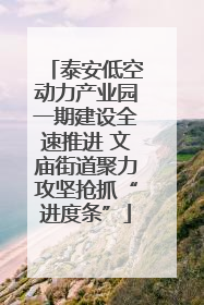 泰安低空动力产业园一期建设全速推进 文庙街道聚力攻坚抢抓“进度条”