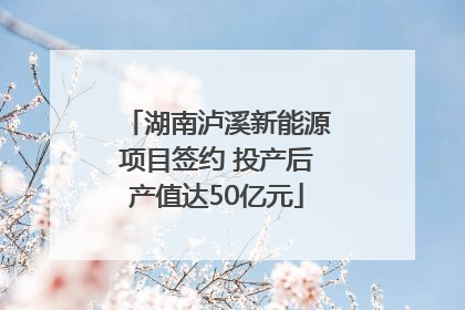 湖南泸溪新能源项目签约 投产后产值达50亿元