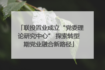 联投置业成立“党委理论研究中心” 探索转型期党业融合新路径