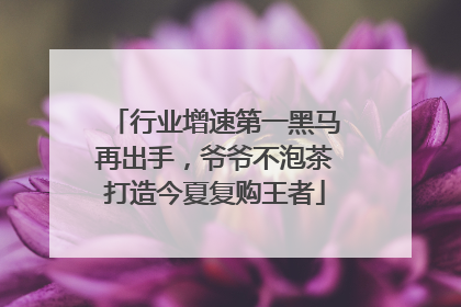 行业增速第一黑马再出手，爷爷不泡茶打造今夏复购王者