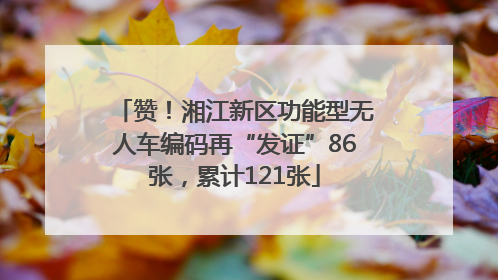 赞！湘江新区功能型无人车编码再“发证”86张，累计121张
