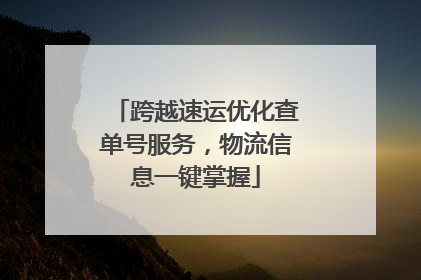 跨越速运优化查单号服务，物流信息一键掌握