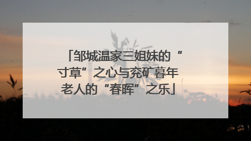 邹城温家三姐妹的“寸草”之心与兖矿暮年老人的“春晖”之乐