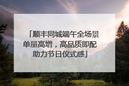 顺丰同城端午全场景单量高增，高品质即配助力节日仪式感