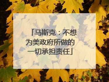 马斯克：不想为美政府所做的一切承担责任