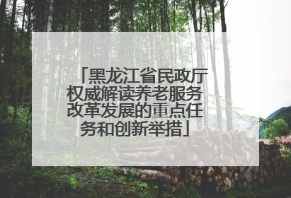 黑龙江省民政厅权威解读养老服务改革发展的重点任务和创新举措