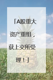 A股重大资产重组，获上交所受理！