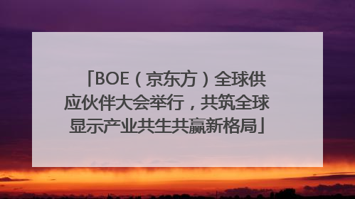 BOE（京东方）全球供应伙伴大会举行，共筑全球显示产业共生共赢新格局